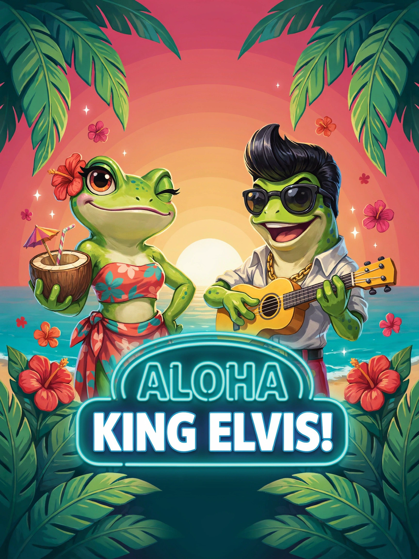 Aloha King Elvis pokie title screen