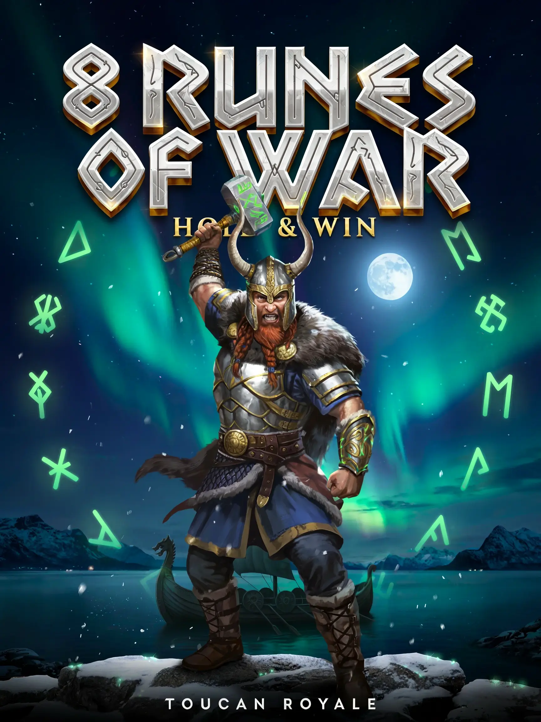 Title art for the 8 Runes of War online pokie
