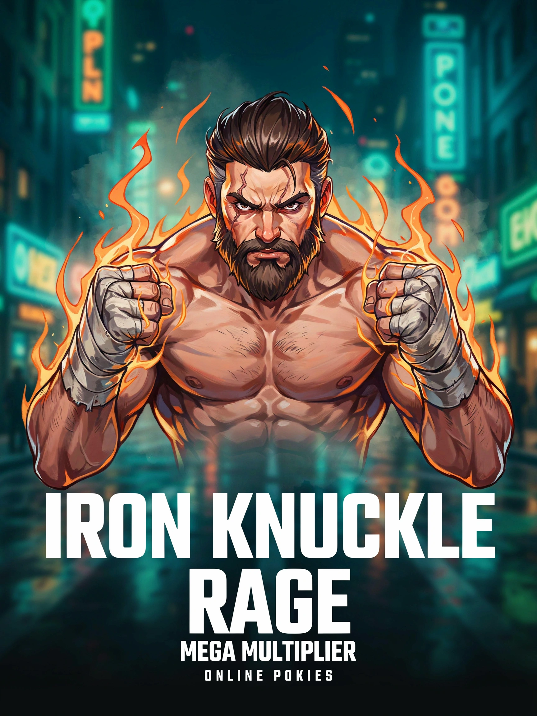 Promo art for the Fist of Destruction Mega Multiplier pokie